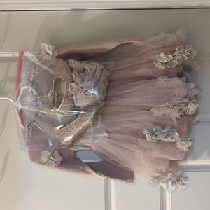 Dress with tights and shoes (occasion, formal, photos, flower girl ) 12 months